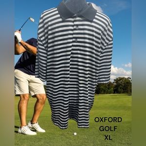 Oxford Golf, Size XL, Black/Grey, 1/4 button Collar Polo. L19